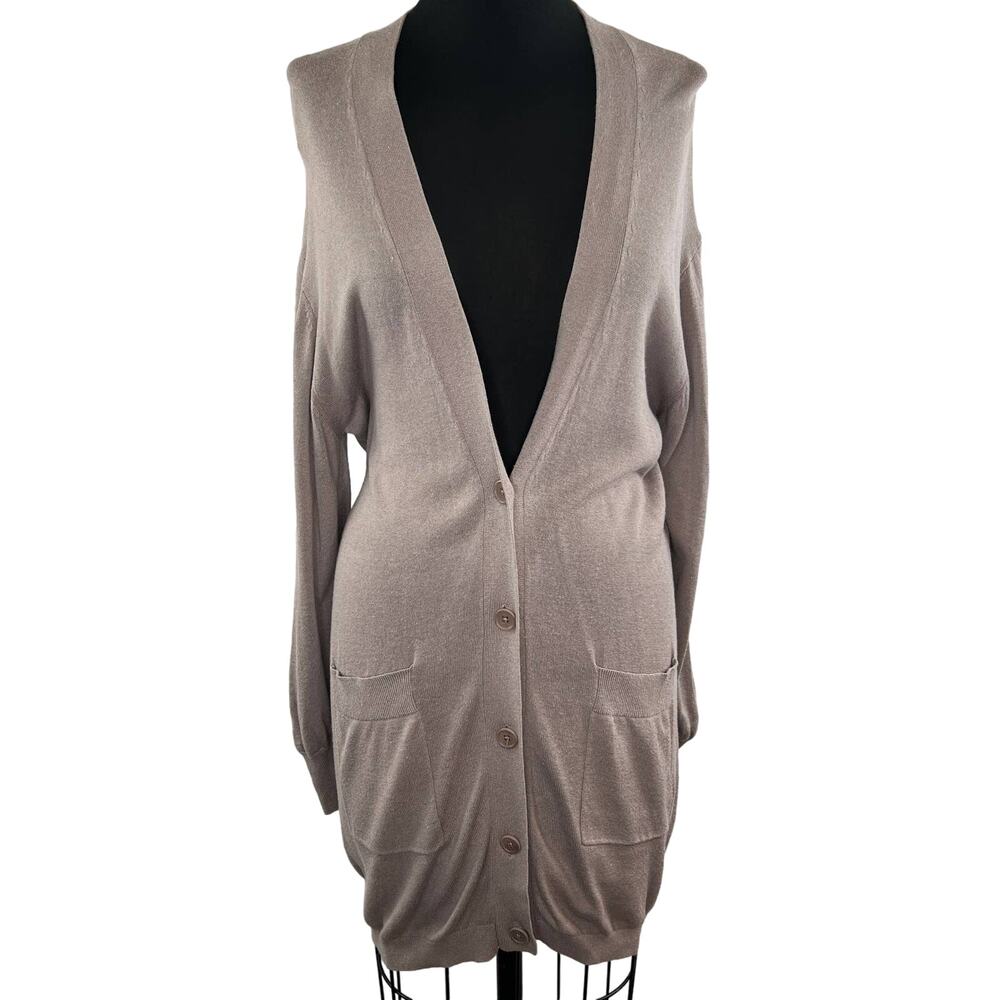 Wilfred Long Sleeve Linen Blend Button-Down V-Neck Cardigan Sweater Size XS